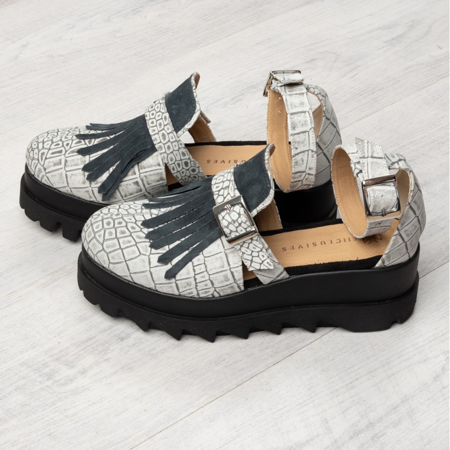 *Pantofi - Amur - Croco Grey